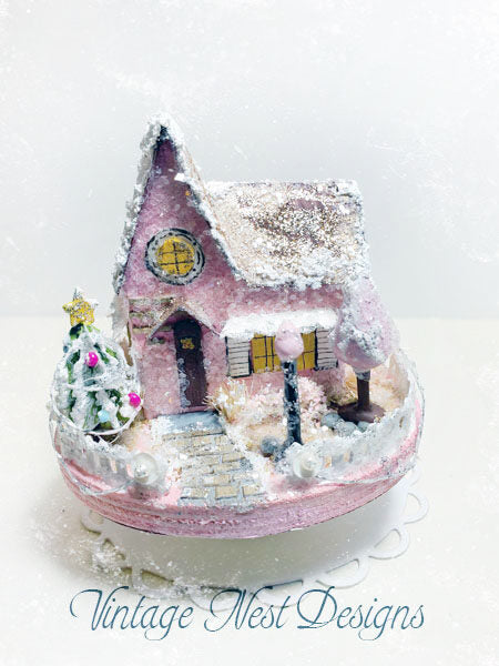 Miniature Christmas House No.3 Handmade Dollhouse Shadow Box Diorama Room