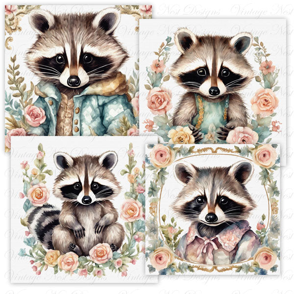 Digital Prints Nursery Raccoon Bundle No.1 Illustration