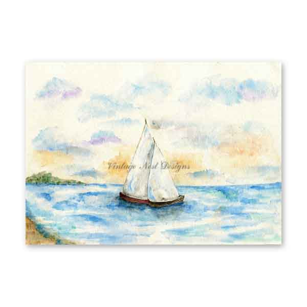 Digital Print Ship Sailing Away No.1 Instant Download