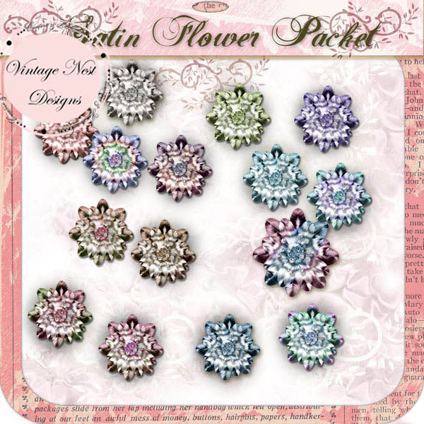 Pochette de fleurs en satin pour scrapbooking numérique n°1 Téléchargement instantané