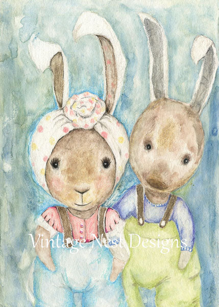 Impressions numériques Lapins doux n°1 Peinture aquarelle