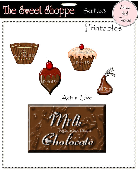 Digital Prints The Sweet Shoppe No.3 Candy Graphics Instant Download