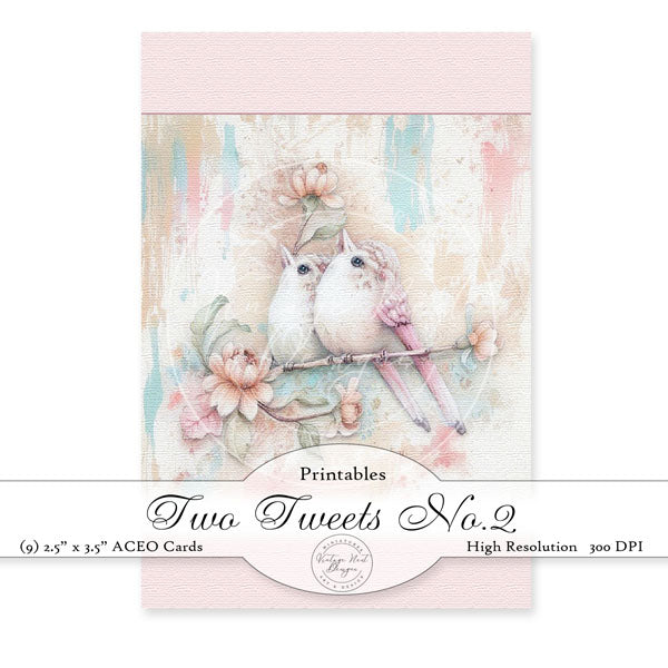 Zwei Tweets Nr. 2 ACEO Digitaldrucke Aquarellmalerei