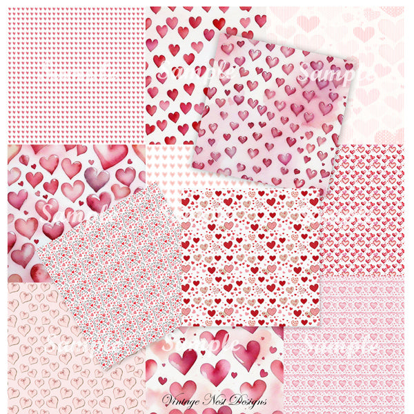 Digital Print Valentine's Day Paper Pack No.1 Scrapbooking Instant Download