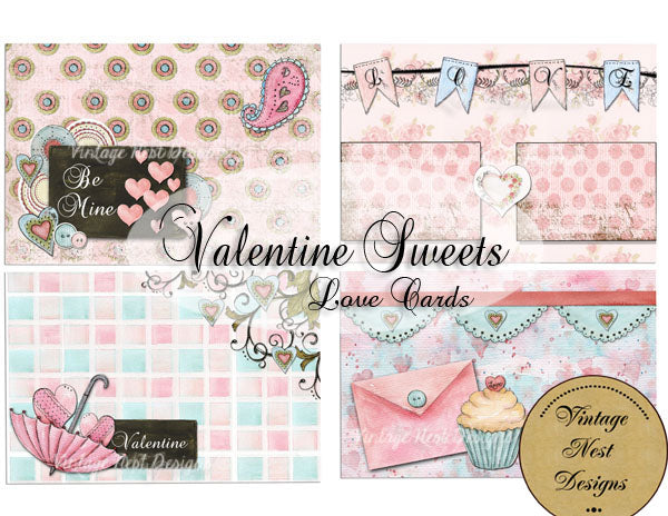 Cartes Douces de la Saint-Valentin N°1 Impressions Numériques Scrapbooking