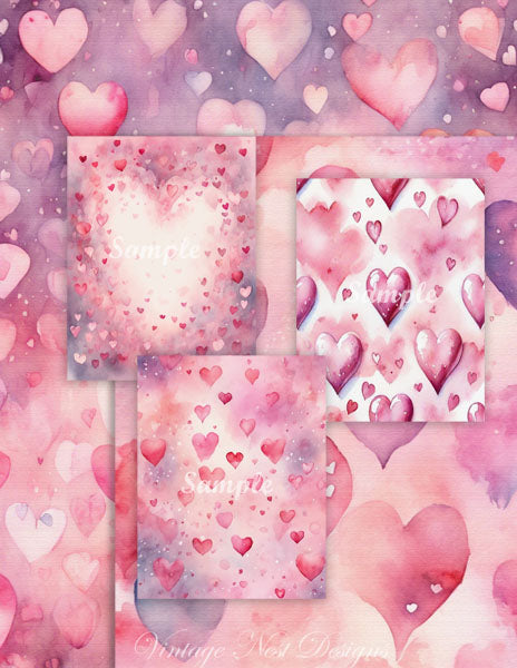 Pack de papier Saint-Valentin n°2 Illustrations numériques pour scrapbooking