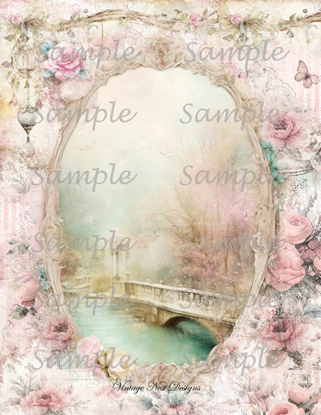 Papiers peints roses victoriennes n°5 Illustration numérique Scrapbooking