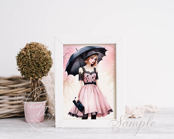Digital Print Vintage Doll No.2 Illustration Instant Download
