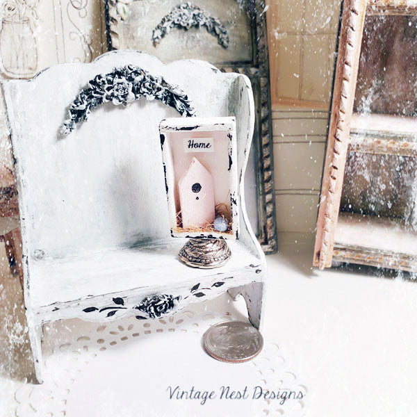 Miniature Wooden Bird Nest No.2 Handmade for Dollhouse