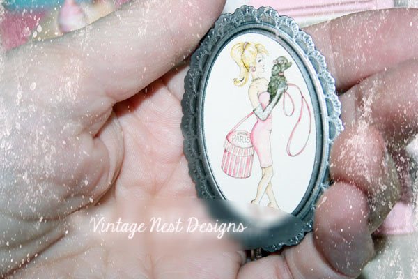 Barbie Shopping No.4:3 Dollhouse Miniature Handmade Framed Art image 2
