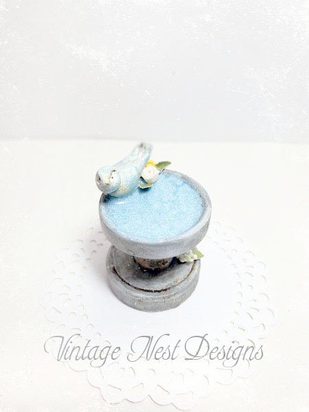 Bird Bath No.4 Miniature Handmade for Dollhouse Diorama Room Shadow Box image 3
