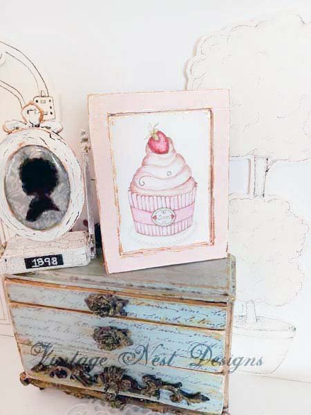 Cupcake No.6:3:2 Dollhouse Miniature Handmade Wooden Framed Art image 7