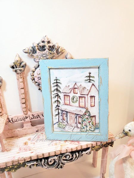 Holiday House No.1:1 Dollhouse Miniature Handmade Wooden Framed Art image 4
