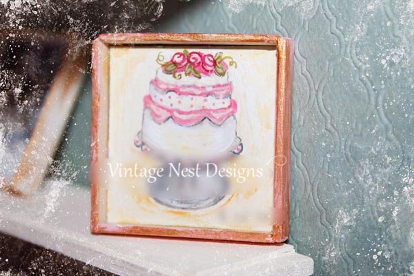 Bakery Cake No.2 Dollhouse Miniature Handmade Original Painting image 0