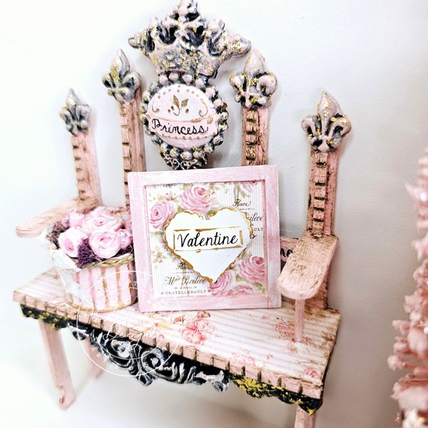 Valentine Lace Heart No.4 Dollhouse Miniature Handmade Framed Art image 8