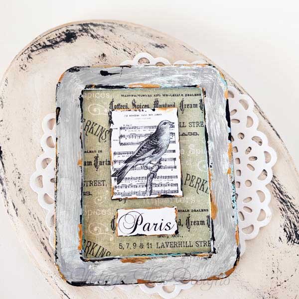 Paris Bird Nest Art No.1:2 Dollhouse Miniature Handmade Framed image 2