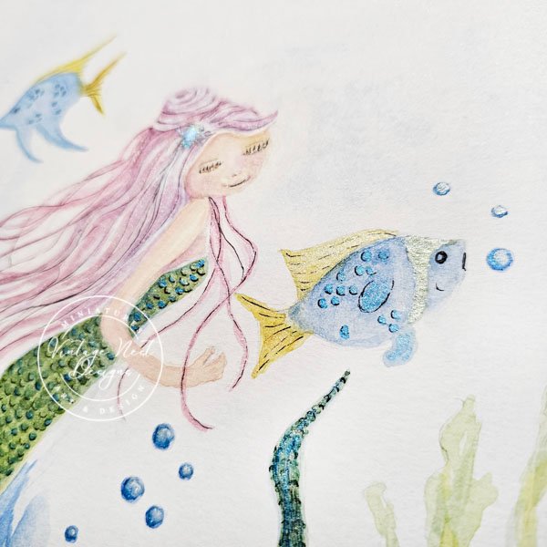 Mermaid No.4 Fine Art Original Watercolor Painting image 10