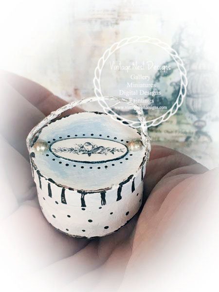 Bird Nest Box Round No.2 Dollhouse Miniature Handmade image 0