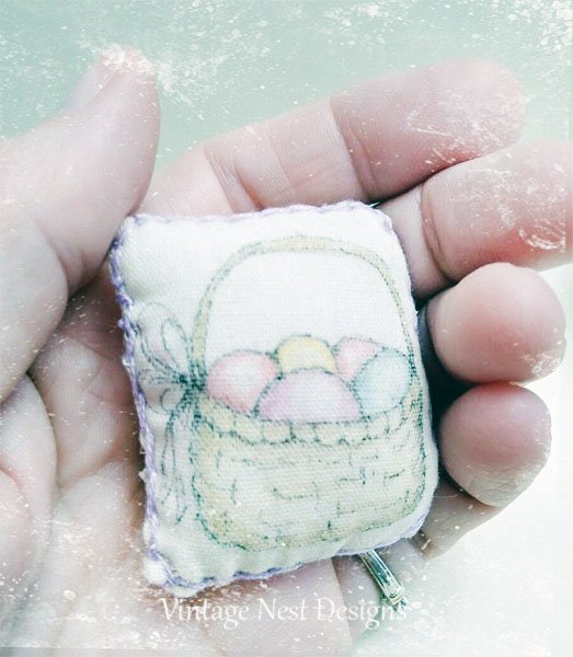 Easter Pillow No.1:1 Dollhouse Miniature Handmade image 5