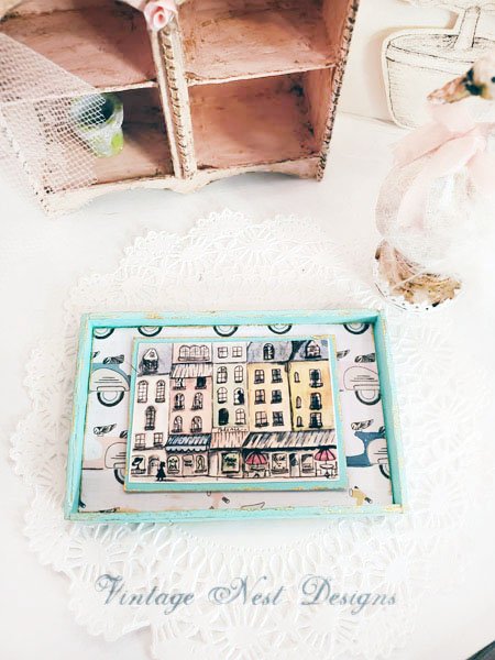 Paris Shopping in the City No.1:5 Dollhouse Miniature Handmade Wooden Framed Art image 3