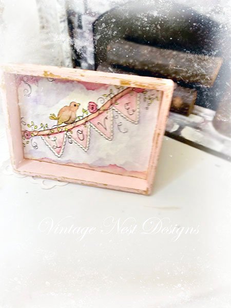 Love Bird No.1:5 Dollhouse Miniature Handmade Framed Wooden Art image 4