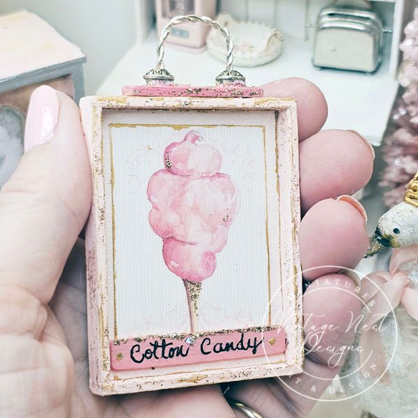 Cotton Candy No.2:6 Dollhouse Miniature Handmade Wooden Framed Art image 6