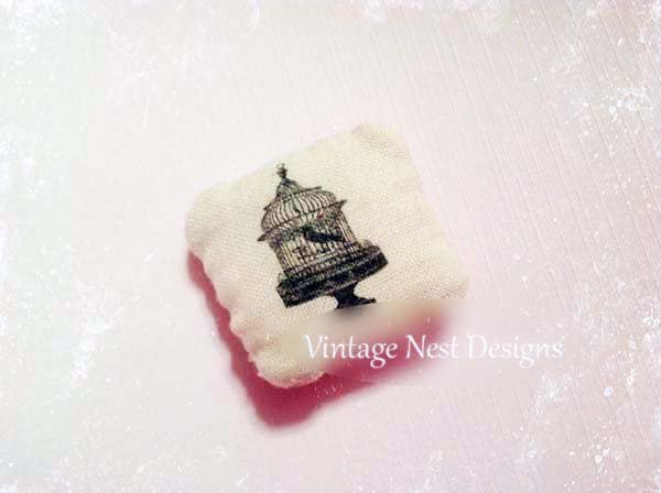 Bird Cage Pillow No.1 Dollhouse Miniature Handmade image 4