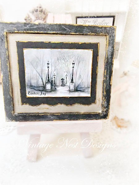 London Fog No.1:4 Dollhouse Miniature Handmade Wooden Framed Art image 4