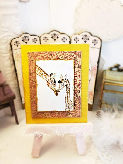Giraffes No.1:2 Dollhouse Miniature Handmade Art image 4