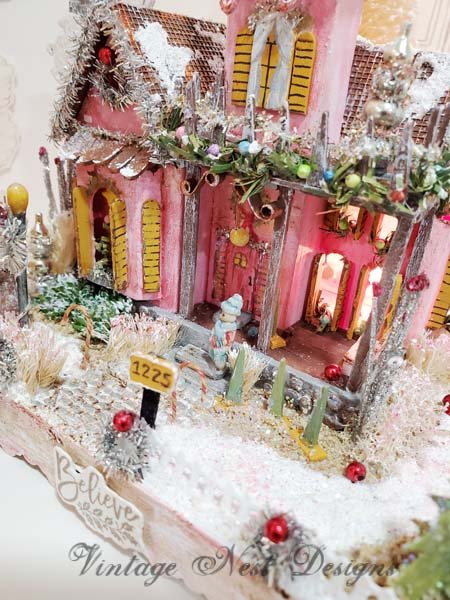 Putz Glitter Holiday House Victorian Mansion No.2 Handmade Miniature image 5