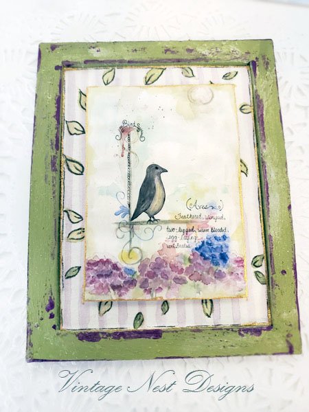 Birds Feathered No.1:2 Dollhouse Miniature Handmade Wooden Framed Art image 2