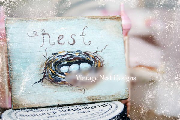 Bird Nest No.12:1 Dollhouse Miniature Handmade Wooden Framed Art image 0