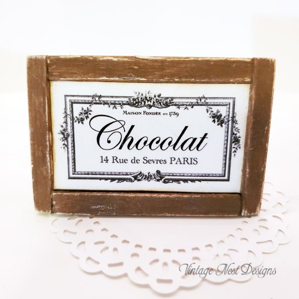 Chocolate Sign No.2:1 Dollhouse Miniature Handmade Wooden Framed Art image 0