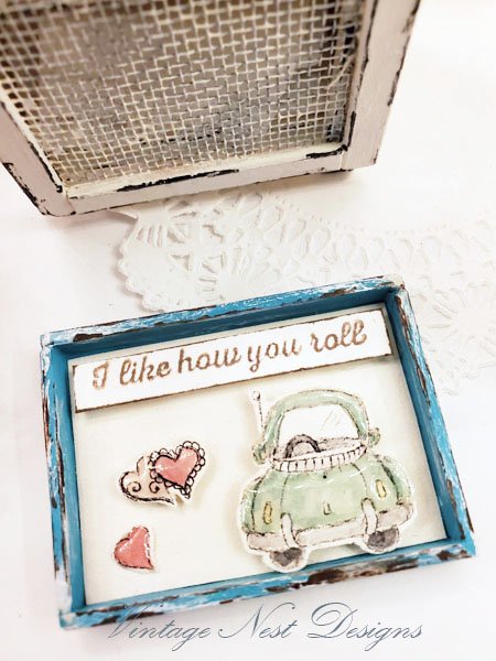 Valentine I Like How You Roll No.1 Dollhouse Miniature Handmade Framed Art image 5