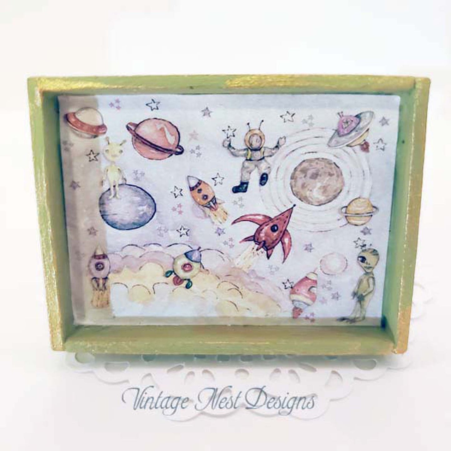 Sun Moon Stars Rocket Ship No.1:1 Dollhouse Miniature Handmade image 0