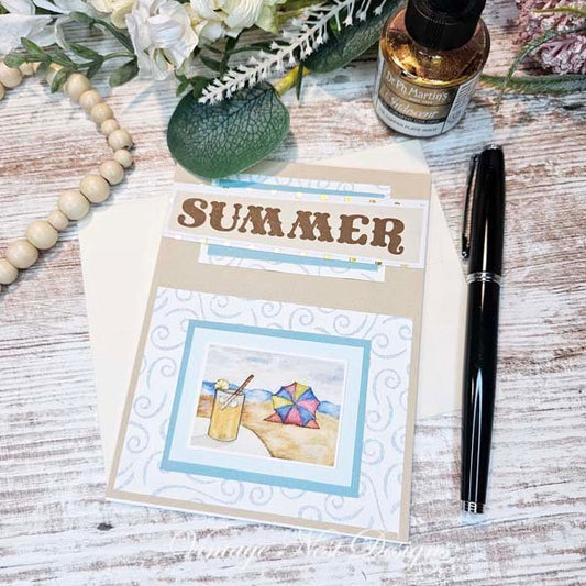 Summer Card No.1 Greeting Blank Inside Handmade One of a Kind image 0