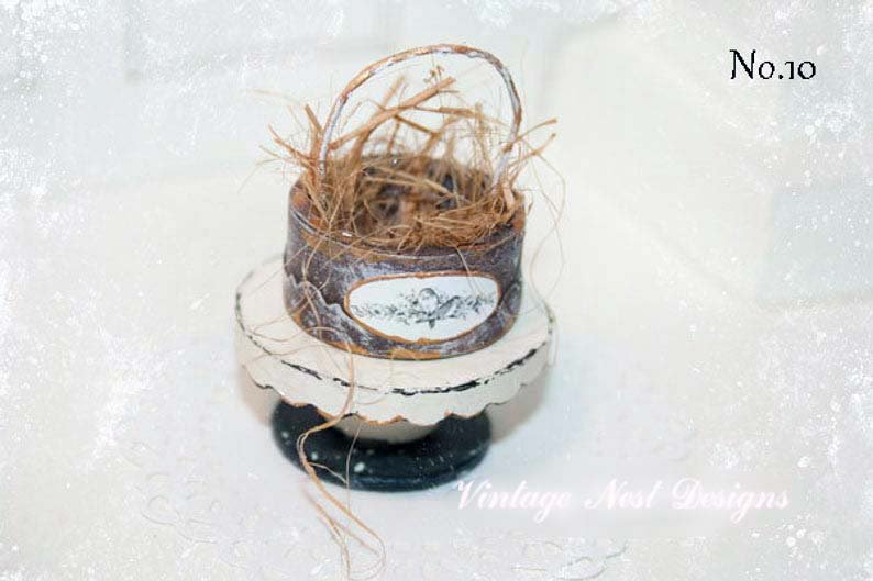 Bird Nest Basket No.10 Dollhouse Miniature Handmade image 0