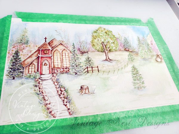 Church in the Woods No.2 Digital Prints Watercolor Painting image 8