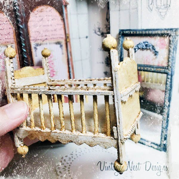 Baby Antique Style Crib No.4 Handmade Dollhouse Miniature image 5