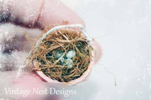 Bird Nest Basket No.16 Dollhouse Miniature Handmade image 2