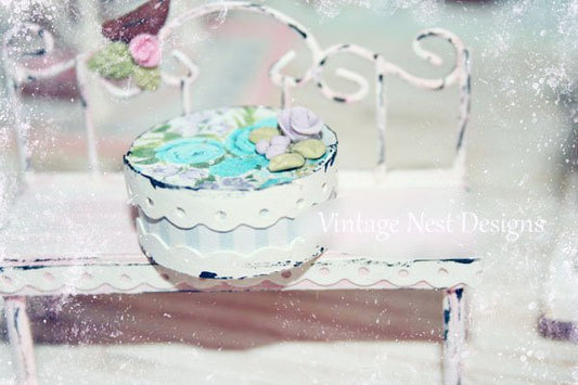 Box No.3 Blue-Lavender Dollhouse Miniature Handmade image 0