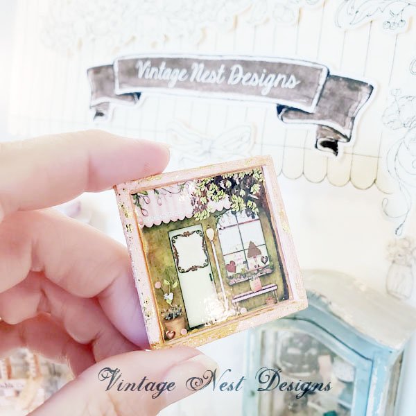 The Sweet Shop No.1:2 Dollhouse Miniature Handmade Wooden Framed Art image 1