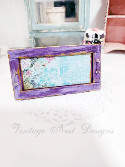 Tray No.3 Dollhouse Miniature Handmade Wooden Framed image 0