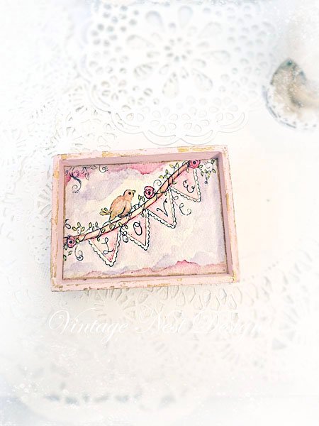 Love Bird No.1:5 Dollhouse Miniature Handmade Framed Wooden Art image 3
