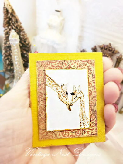 Giraffes No.1:2 Dollhouse Miniature Handmade Art image 2