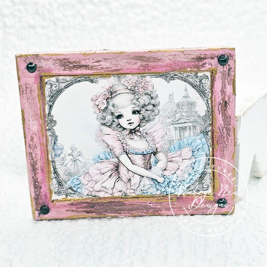 Young Marie No.1:1 Dollhouse Miniature Handmade Framed Art image 0