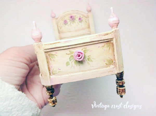 Dollhouse Bed No.3 Handmade Miniature image 6