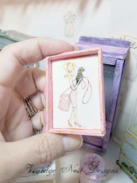 Shopping Barbie No.4:7 Dollhouse Miniature Handmade Wooden Framed Art image 7
