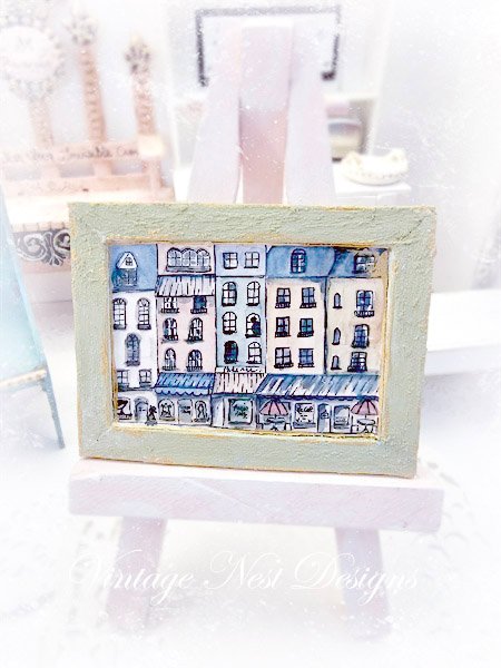 Paris Shopping in the City No.1:6 Dollhouse Miniature Handmade Wooden Framed Art image 5