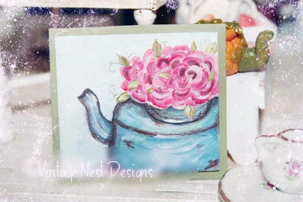 Tea Kettle No.1 Dollhouse Miniature Handmade Original Painting image 0